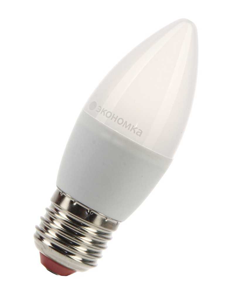 Лампа светодиодная ЭКОНОМКА СВЕЧА НА ВЕТРУ 5Вт Е27 230v 4500K Eco_LED5wCWE2745